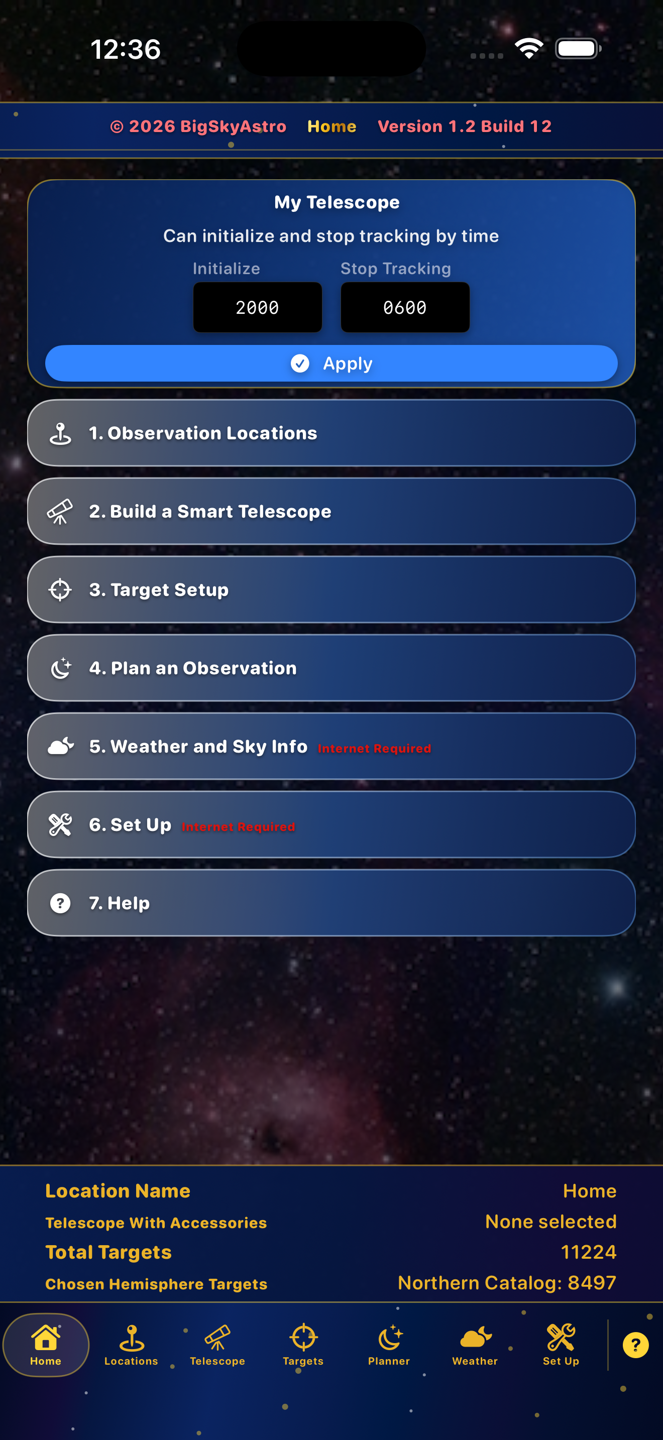 Home dashboard