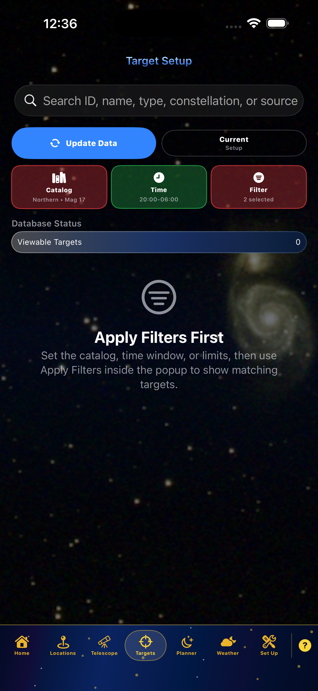 Target database filters