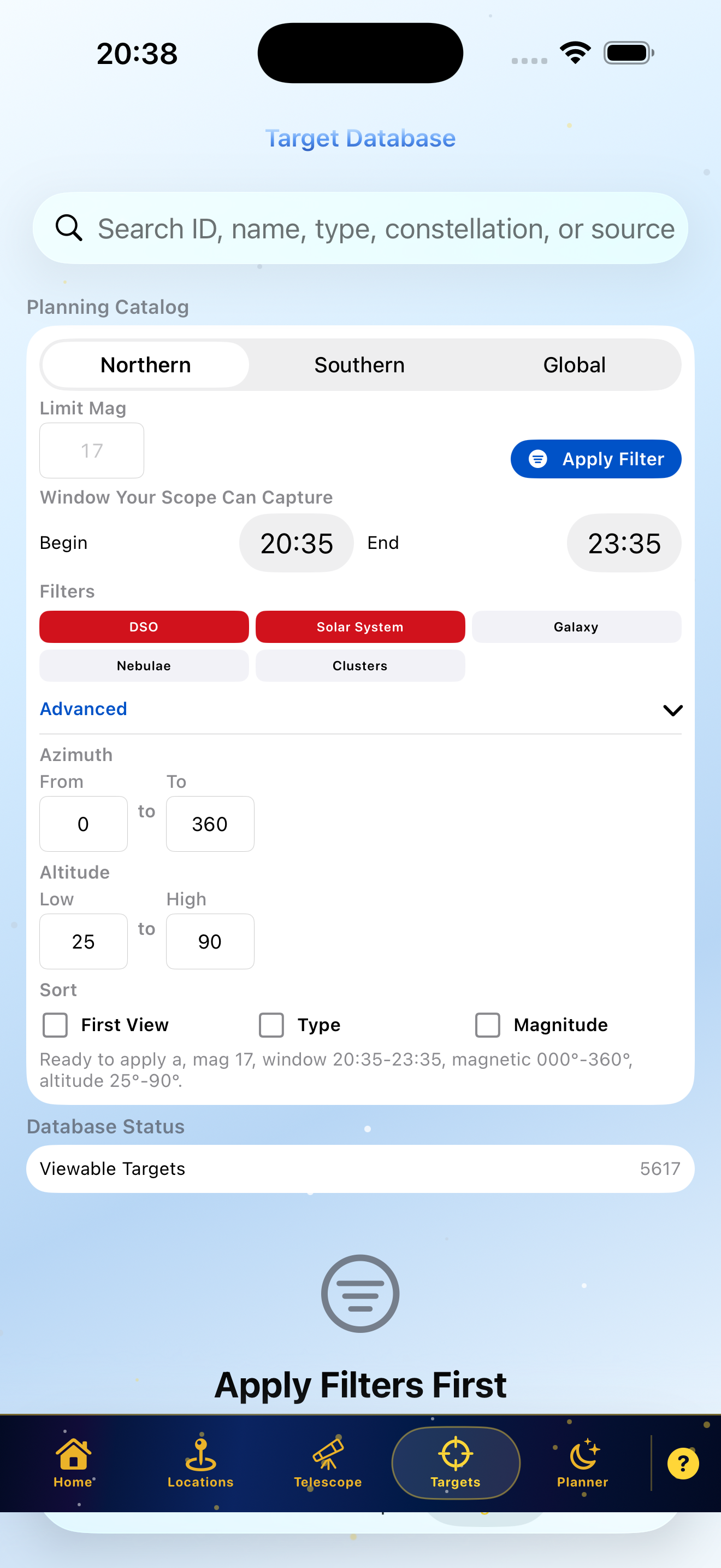 Advanced target filters