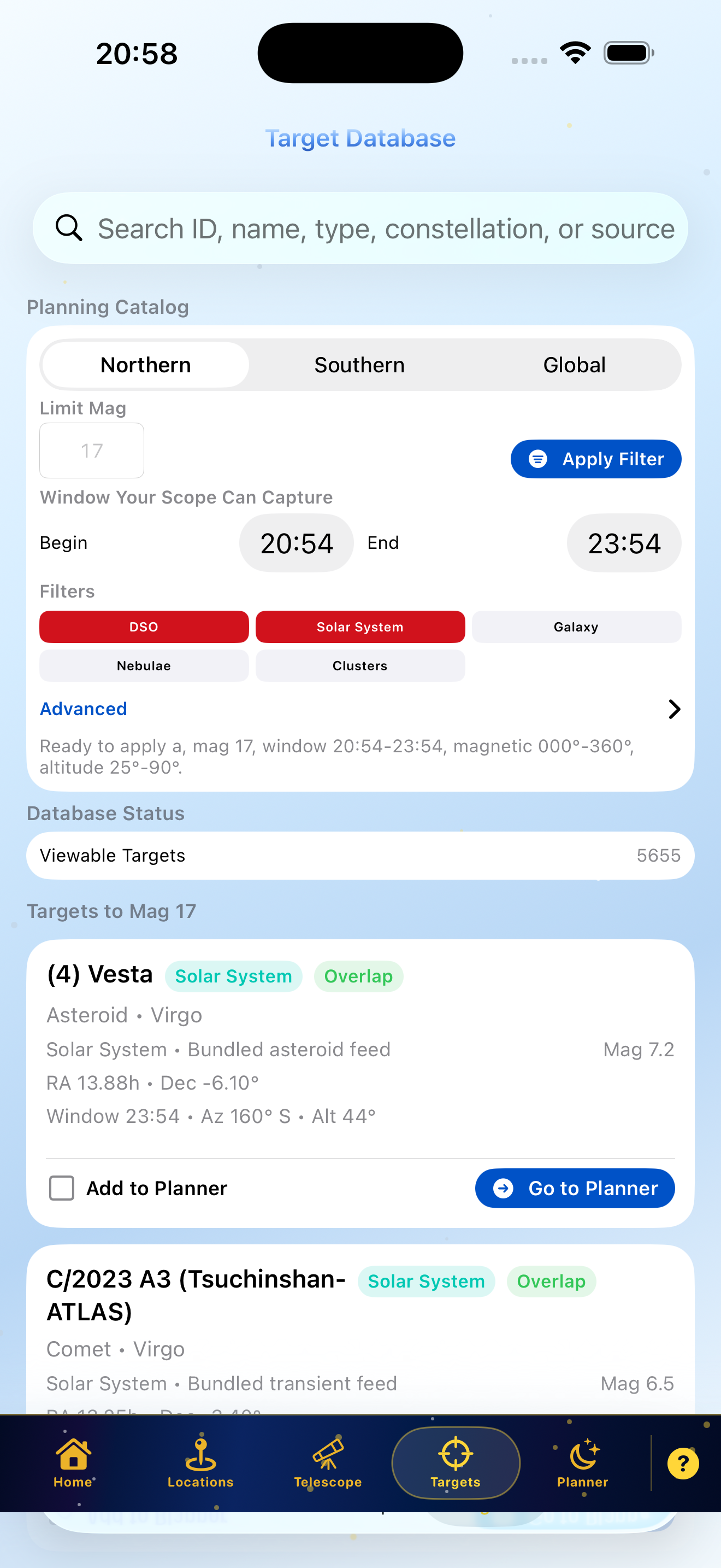 Filtered target results