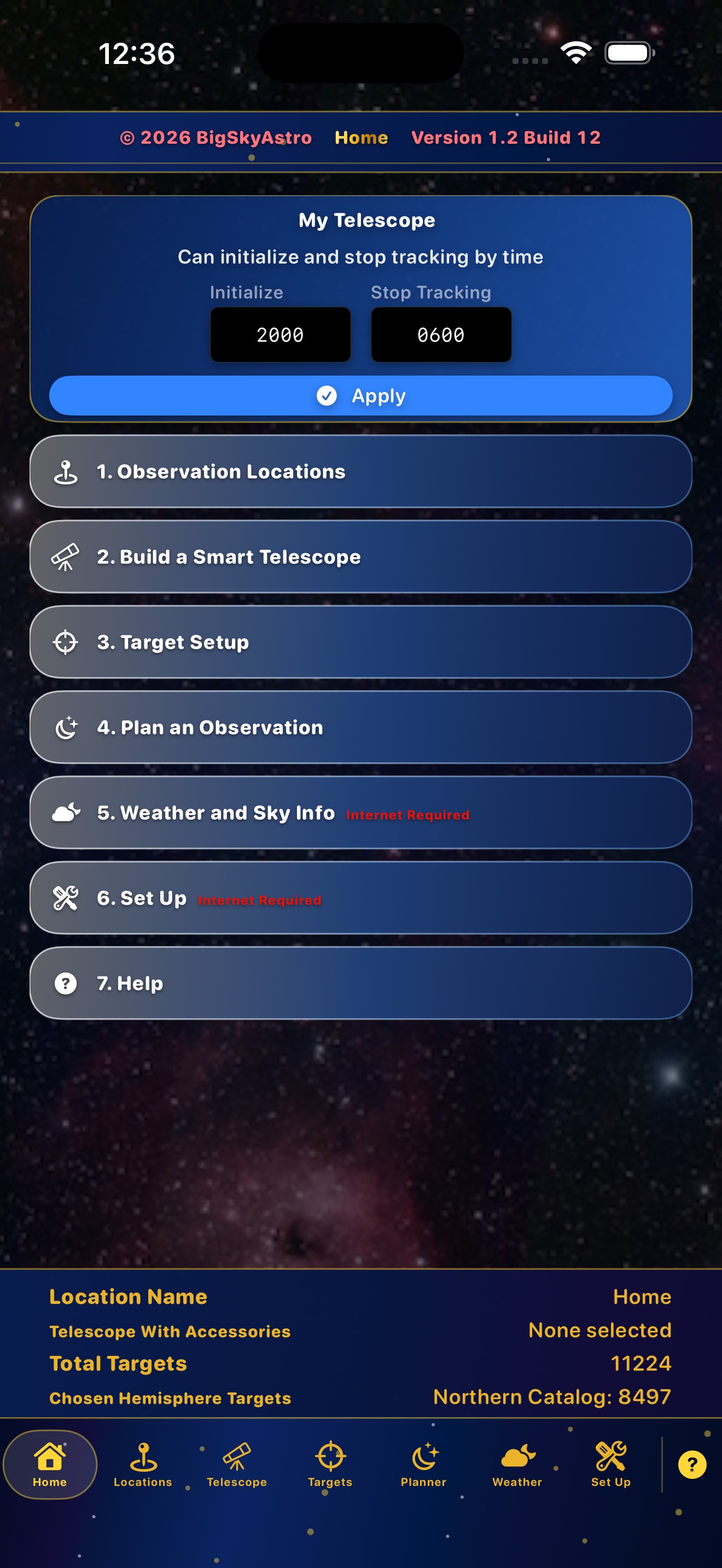 Home dashboard