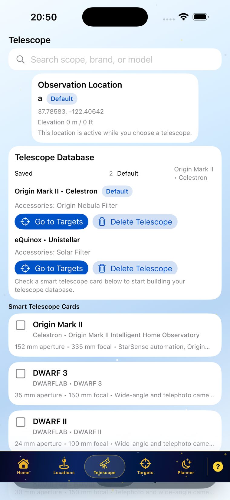 Telescope page