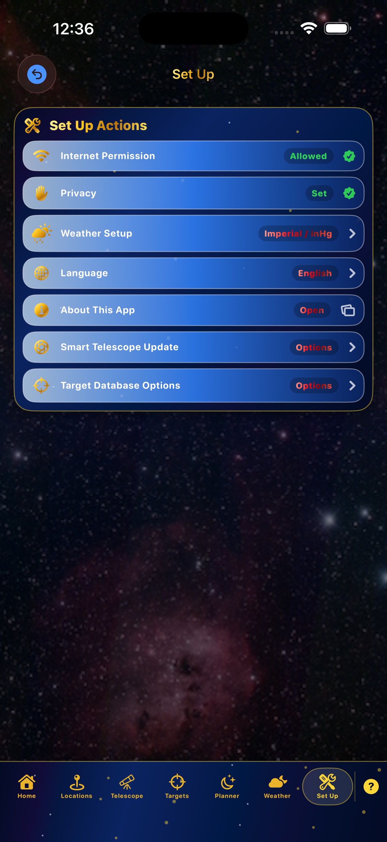 Set Up page