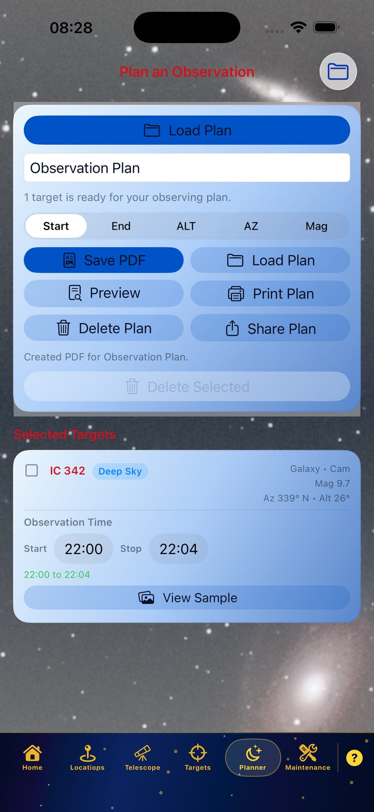 Planner actions