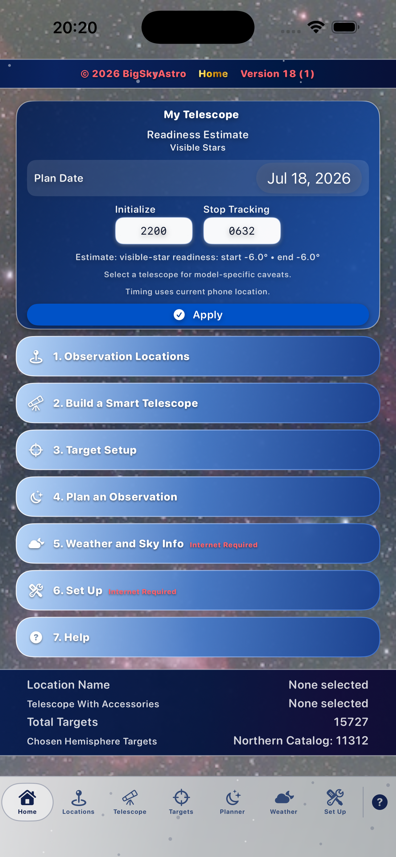 Home dashboard
