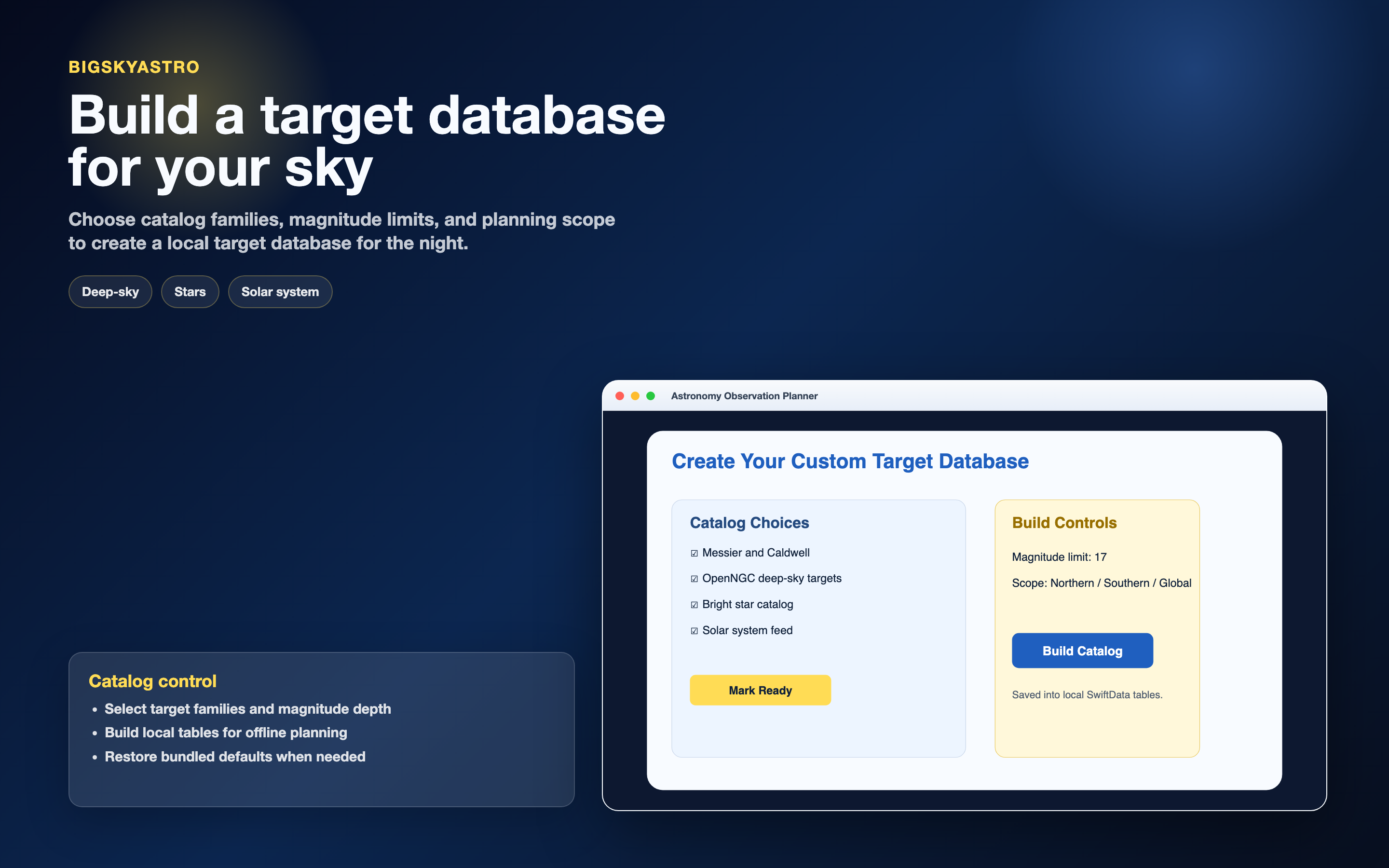 macOS target database screen