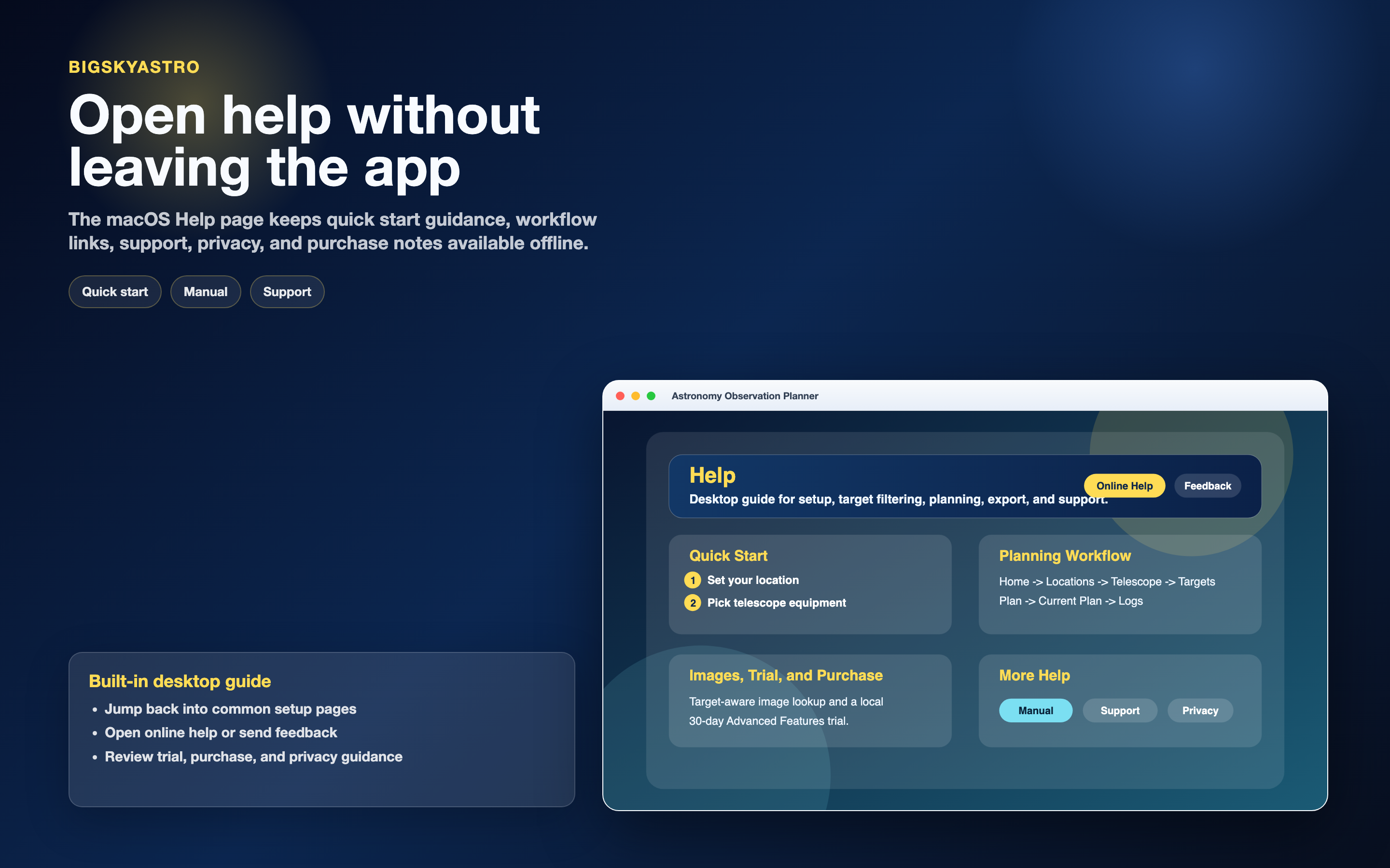 macOS help screen