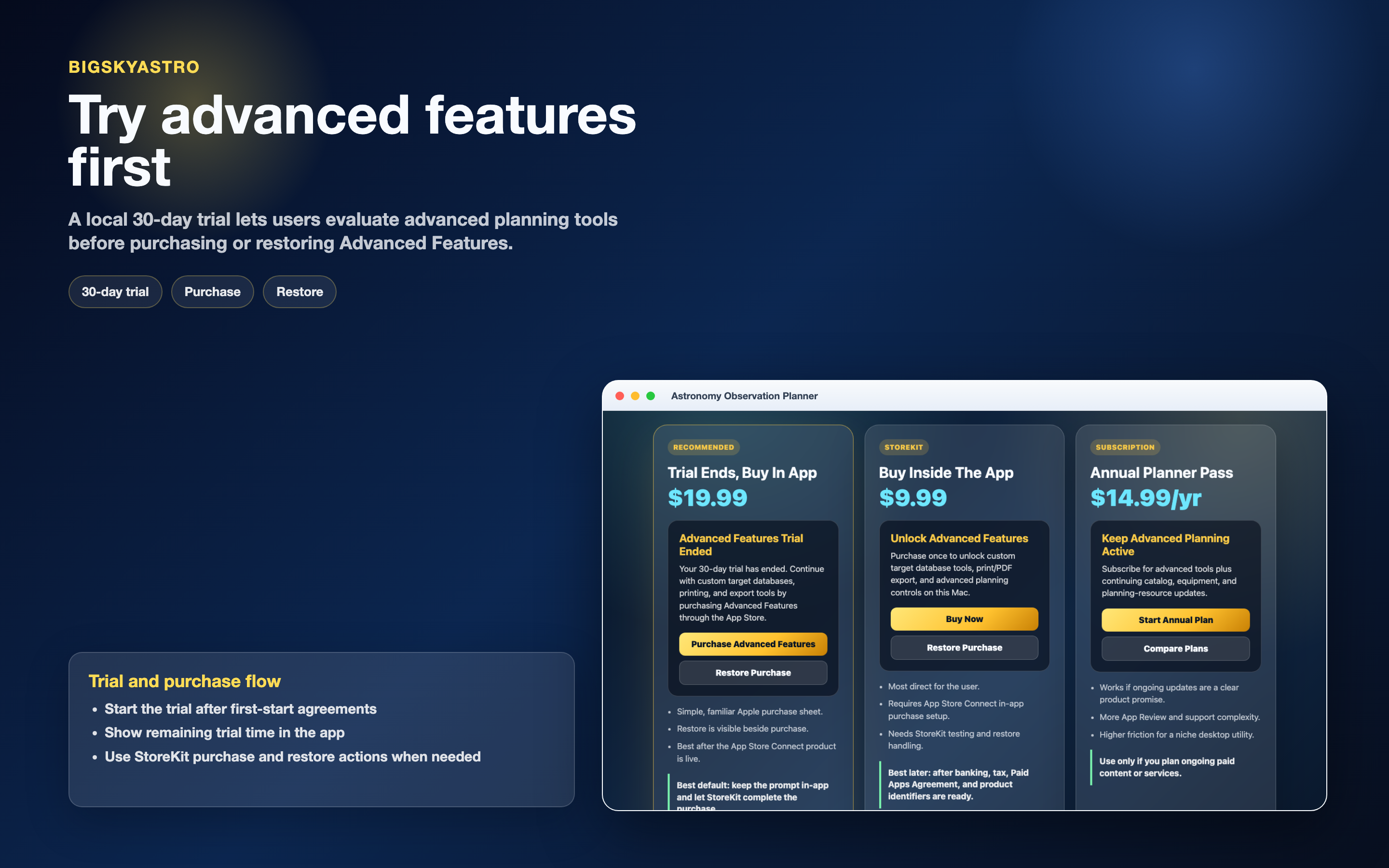 macOS trial purchase screen