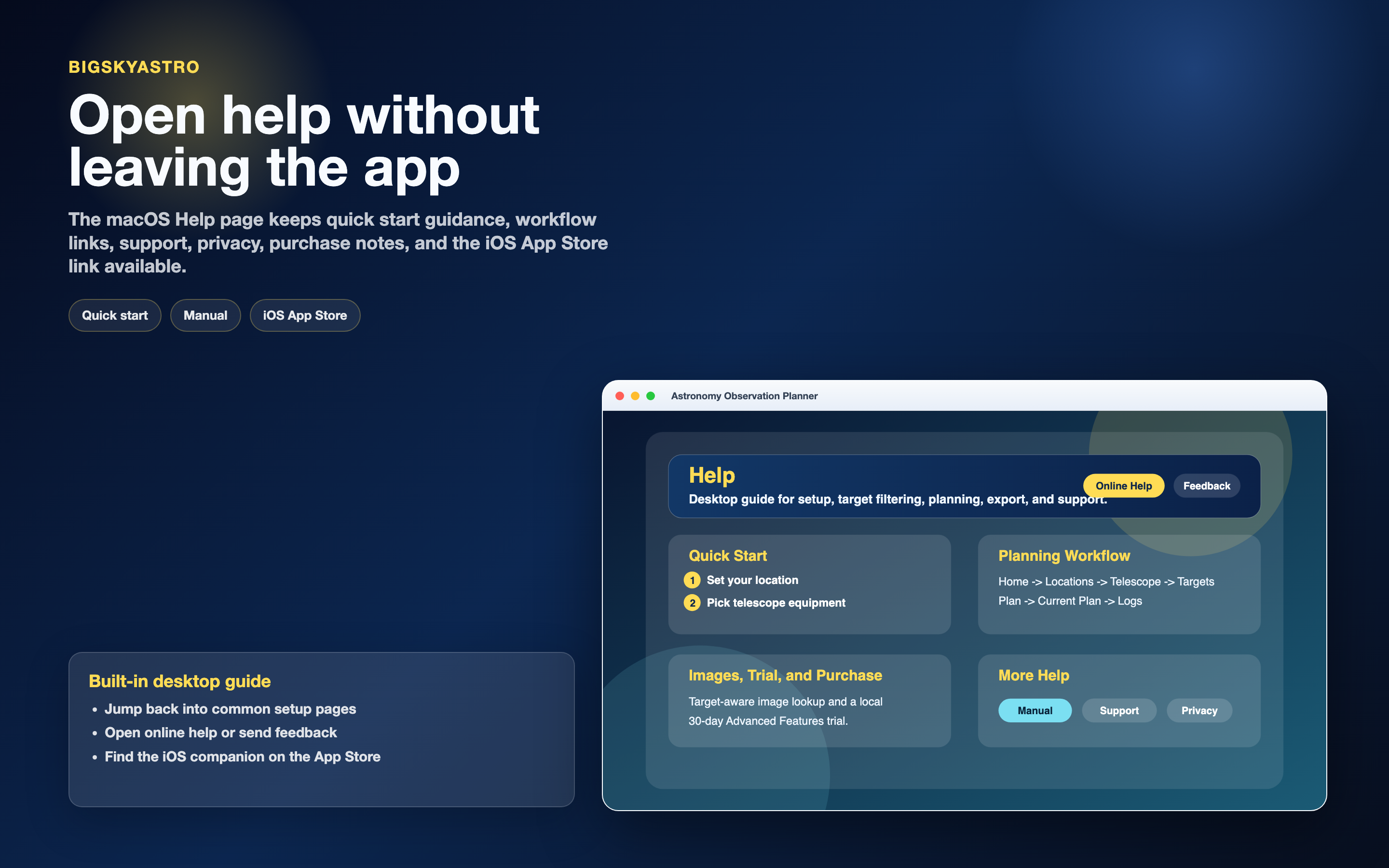 macOS help screen